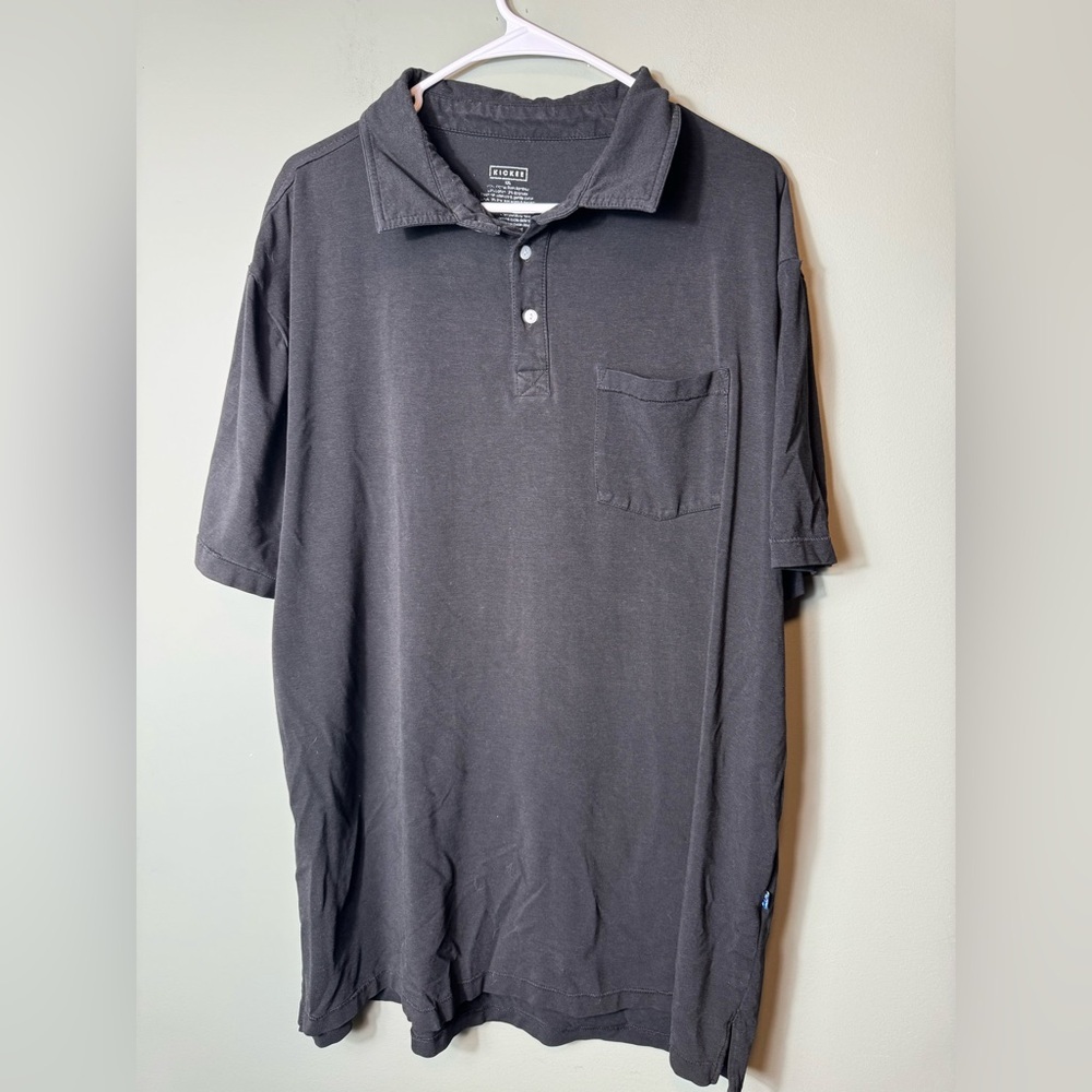 KICKEE Pants Men’s Short Sleeve Polo Shirt Black Size XXL BAMBOO